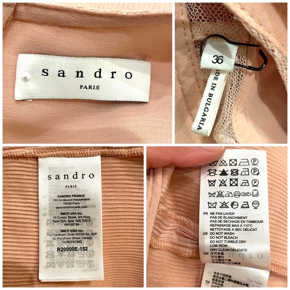 NWOT Sandro Paris Lace Inset Ruffle Dress in Blush FR 36; US 2-4 / Small - Picture 12 of 16